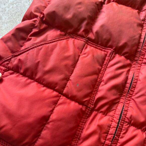 Men's Vintage 80's Sears Western Goose Down Orange Puffer Zip Up Vest Sz Large - Picture 6 of 7